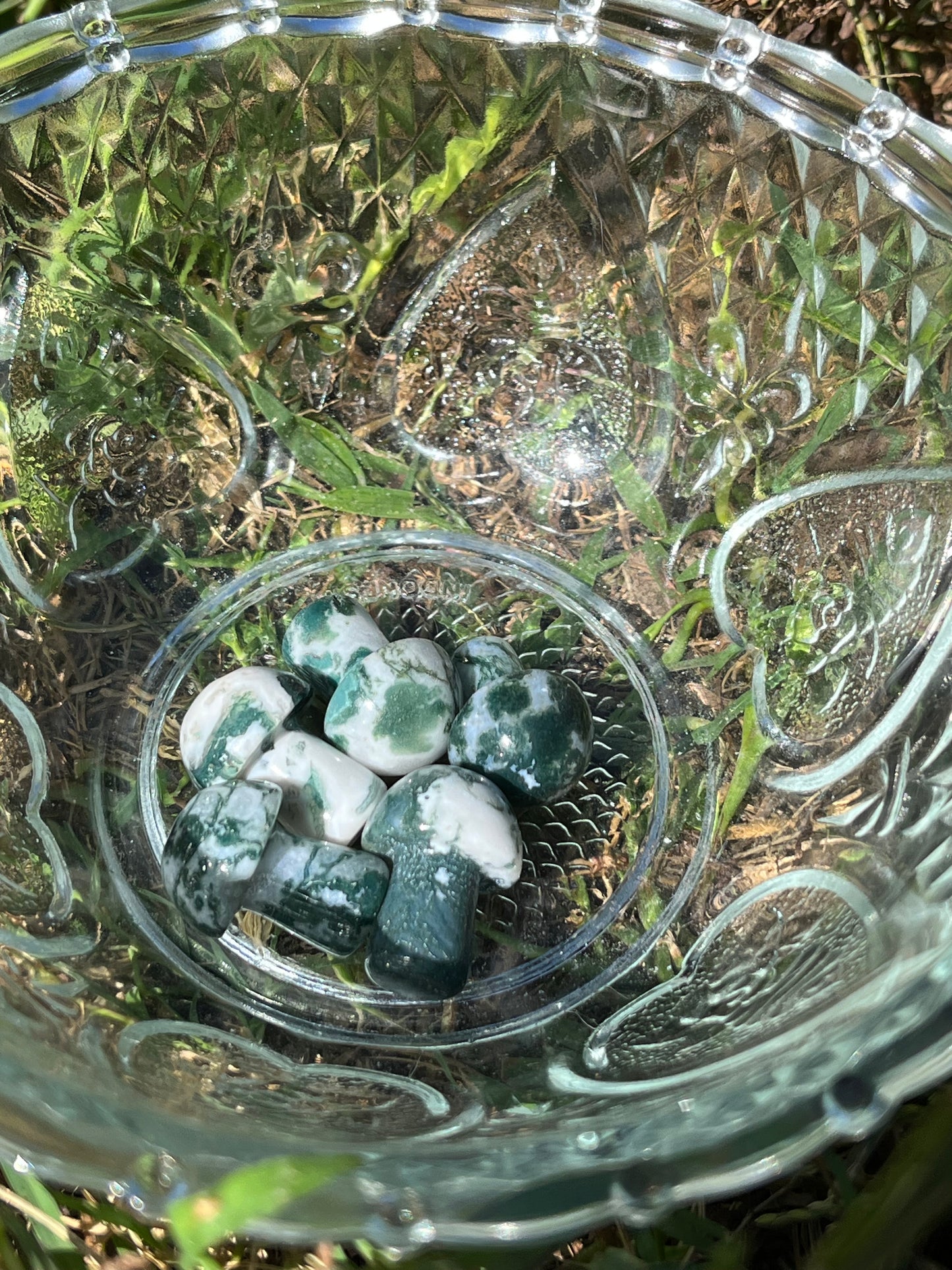 Mini Moss Agate Mushroom