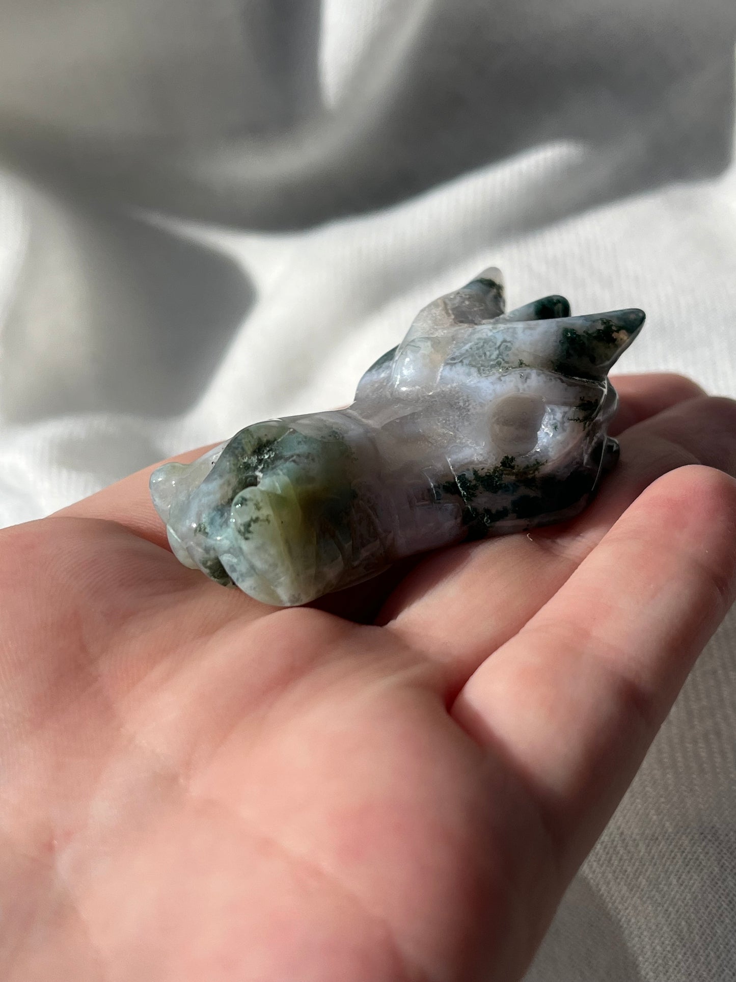 Moss Agate Dragon Head