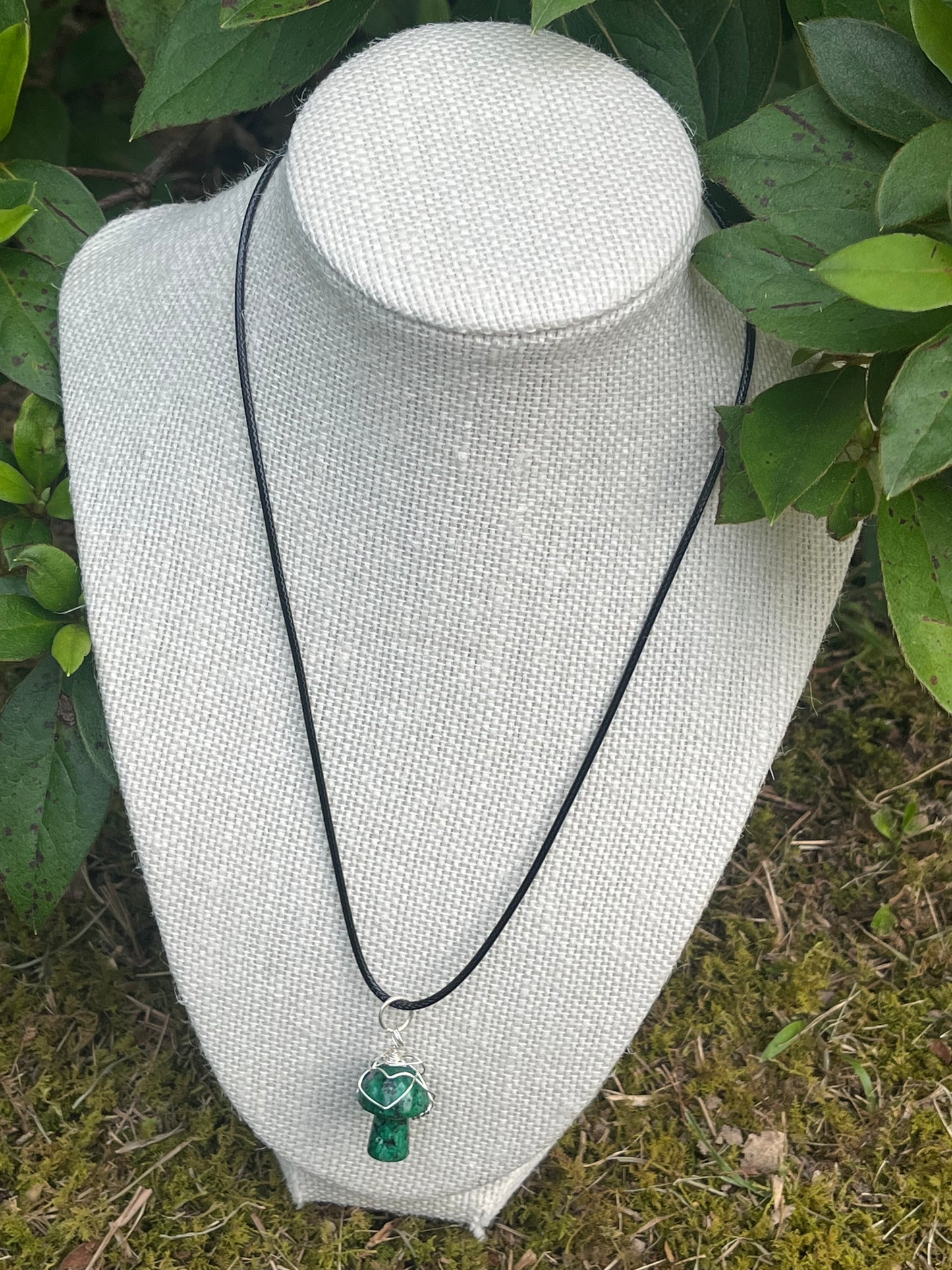 Ruby Zoisite Mushroom Necklace