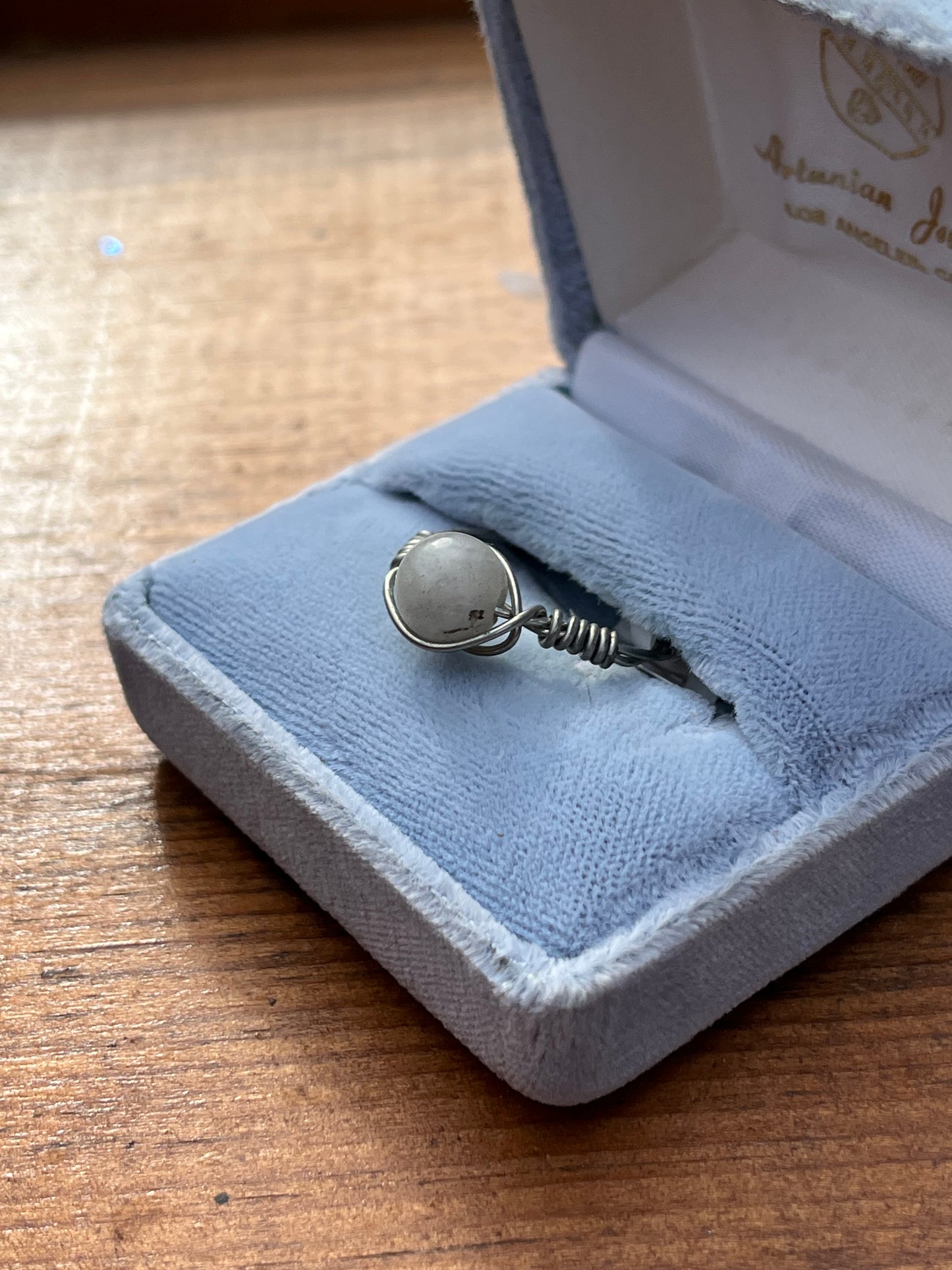 White Labradorite Crystal Ring