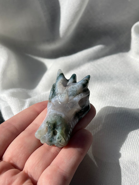 Moss Agate Dragon Head