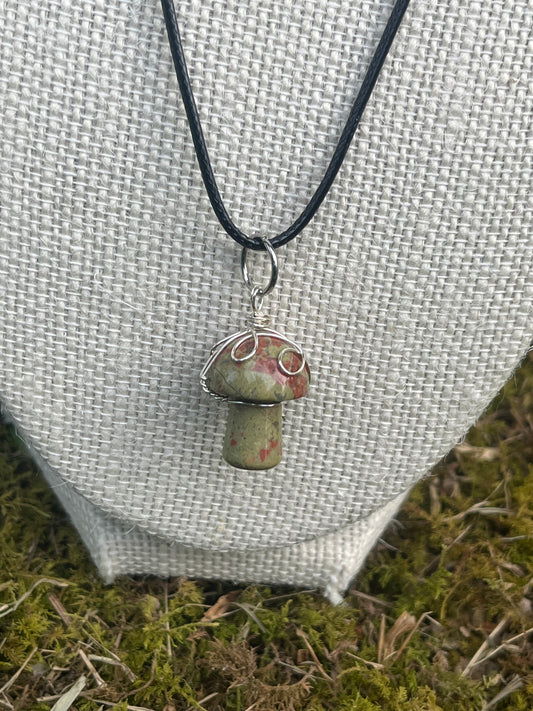 Unakite Mushroom Necklace