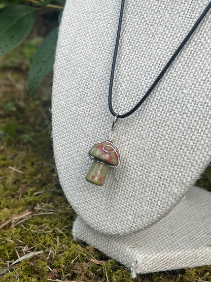 Unakite Mushroom Necklace