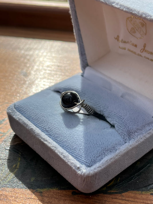 Black Jasper Crystal Ring