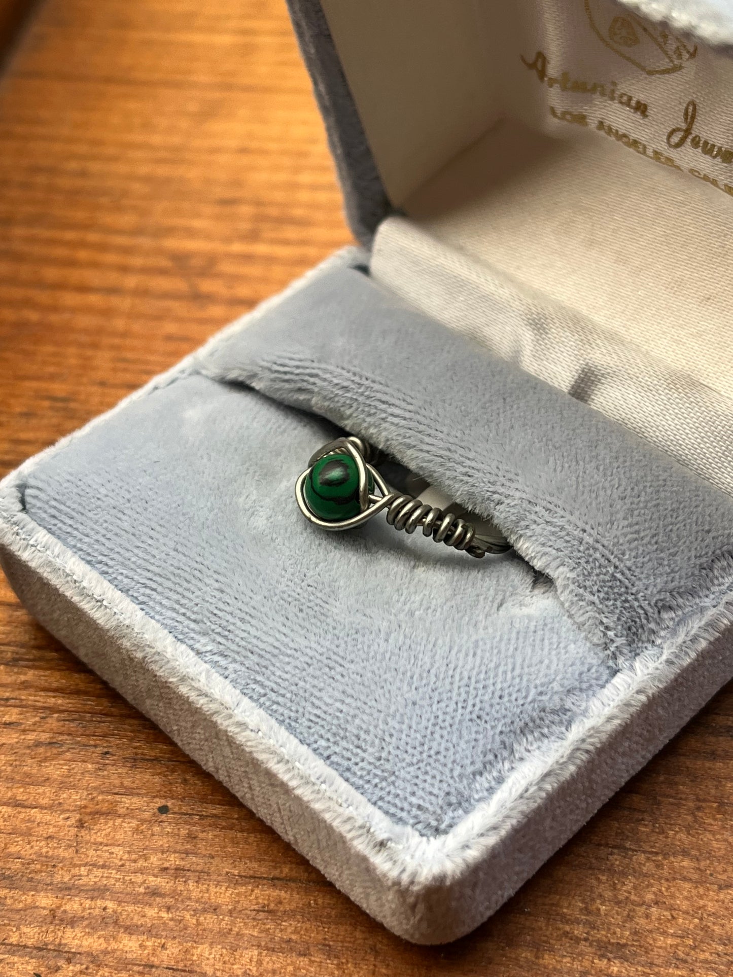 Reconstituted Malachite Crystal Ring