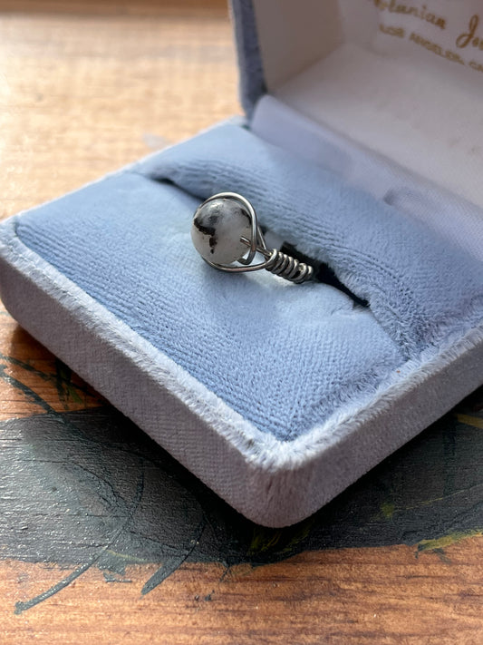 White Labradorite Crystal Ring